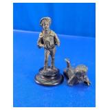 Vtg Bronze Boy & Crawling Baby Figurine Set