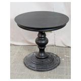 Ethan Allen Black Wood Round Pedestal Side Table