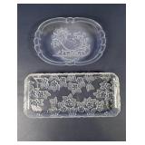 Holiday Sleigh & Floral Decorative Trays Set