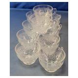 Clear Glass Embossed Floral Teacups Assortment