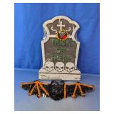 Halloween Tombstone & Tinsel Bat Decor
