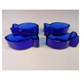 Cobalt Blue Glass Fish Shape Dishes Set