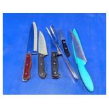 Assorted Kitchen Knives and Carving Fork