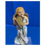 Miniature Celestial Angel Playing Harp Figurine