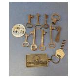 Assorted Metal Keys & Minto Suite Hotel Key Tag