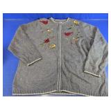 Croft & Barrow Embroidered Bird Cardigan Sweater
