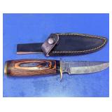 Damascus Style Hunting Knife & Sheath