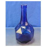 Pier 1 Cobalt Blue Geometric Glass Bottle