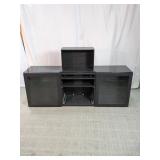 Black Entertainment Center TV Stand with Glass