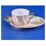 Floral Ceramic Cup & Handled Tray Set