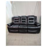 Black Leather Power Reclining Sofa