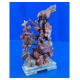 Carved Soapstone & Carnelian Bird Sculpture