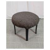 Vintage Black & Gold Upholstered Round Stool