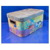 Vtg Style Bird Pattern Storage Box With Lid