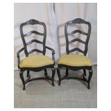 Vintage Black Painted Accent Armchairs Duo