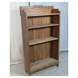 Vintage Oak Open Bookshelf w/ Display Rail