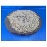 Vintage Oval Needlepoint Floral Footstool