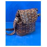 Brown Woven Crossbody Shoulder Bag