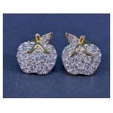 Crystal Rhinestone Apple Pave Stud Earrings