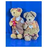Vintage Plush Teddy Bear Doll Duo