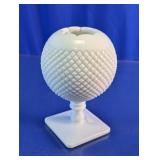 Vtg Milk Glass Rose Ball Vase