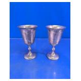 Vtg Silver-Tone Metal Wine Goblets
