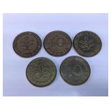 Vintage German 10 Pfennig Coins Lot