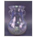 Clear Iridescent Glass Urn Vase with Handles