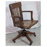 Antique Wooden Swivel Office Chair