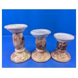 Rustic Speckled Clay Candle Holders