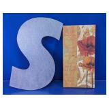 Letter "S" & Poppy Floral Wooden Wall Plaque