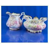 Floral Gold Trim Creamer & Centerpiece Bowl Set