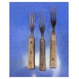 Set of 3 Wood Handle Civil War Forks