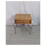 Rustic Wood Accent Table w/ Wicker Drawer