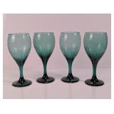 Teal Green Glass Wine Goblets
