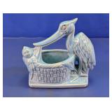 McCoy Blue Glaze Stork & Baby Planter