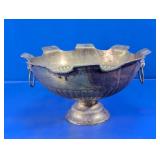Silver-Tone Pedestal Bowl With Ring Handles