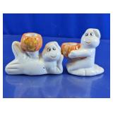 Ceramic Ghost Tea Light Candle Holders Duo