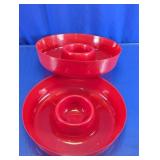 Red Plastic Chip & Dip Server