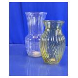 Assorted Ribbed Glass Flower Vases Lot