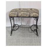 Vintage Leopard Print Wrought Iron Bench Furniture