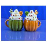 Light-Up Pumpkin Coffee Mug Decor Duo
