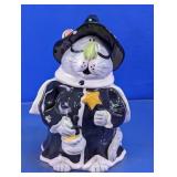 Glass Cat Witch Cookie Jar or Figurine