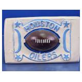 Vtg Houston Oilers Glass Wall Plaque
