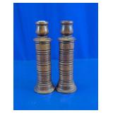Vintage Wooden Candlestick Holders Pair