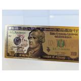Gold Foil $10 Alexander Hamilton Note