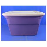 Purple Plastic Storage Tote with Lid