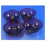 Purple Glass Swirl Dessert Bowl Set