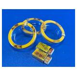 Yellow Floral Glass Ashtray & Matchboxes Set