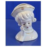 Red Cross Nurse Figural Ceramic Vase